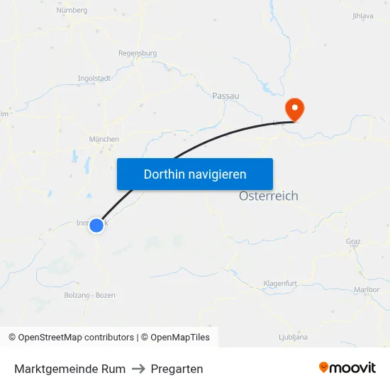 Marktgemeinde Rum to Pregarten map