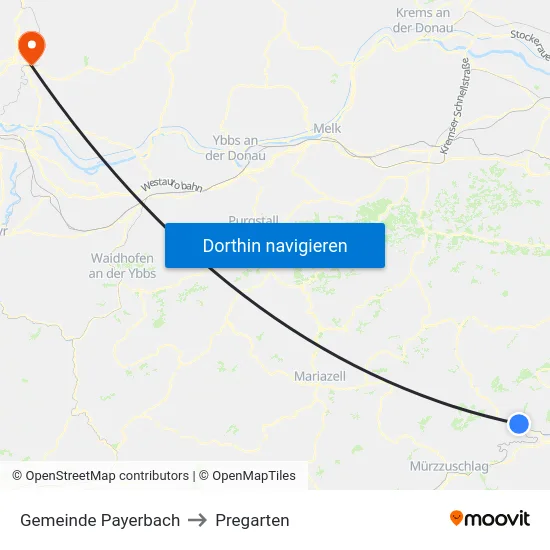 Gemeinde Payerbach to Pregarten map