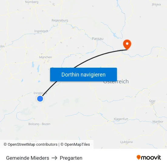 Gemeinde Mieders to Pregarten map