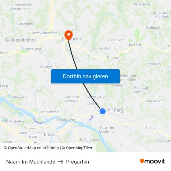 Naarn Im Machlande to Pregarten map