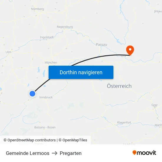 Gemeinde Lermoos to Pregarten map