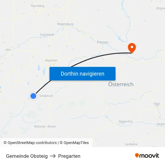 Gemeinde Obsteig to Pregarten map