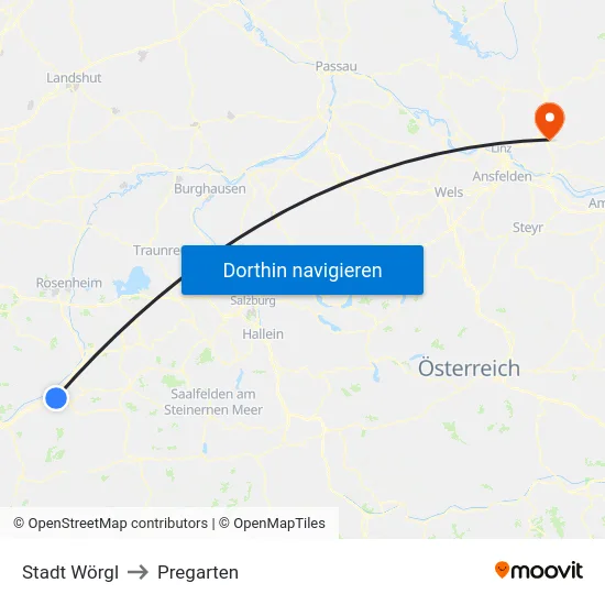 Stadt Wörgl to Pregarten map