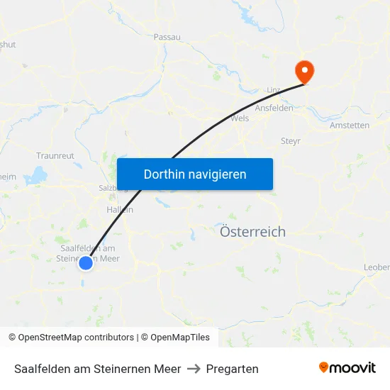 Saalfelden am Steinernen Meer to Pregarten map