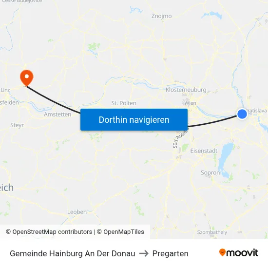 Gemeinde Hainburg An Der Donau to Pregarten map