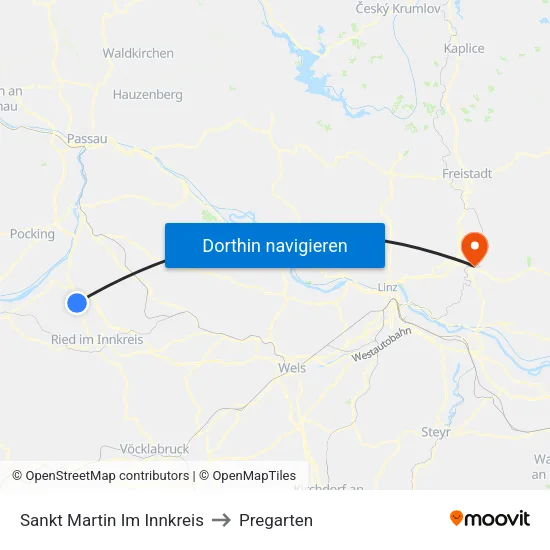 Sankt Martin Im Innkreis to Pregarten map