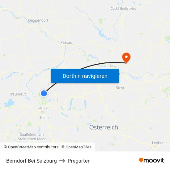 Berndorf Bei Salzburg to Pregarten map