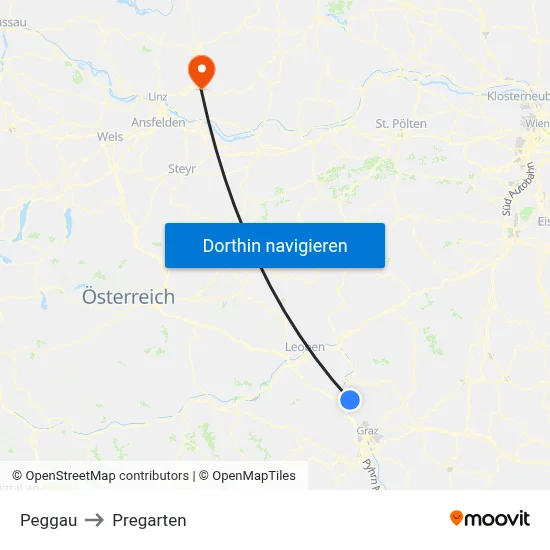 Peggau to Pregarten map