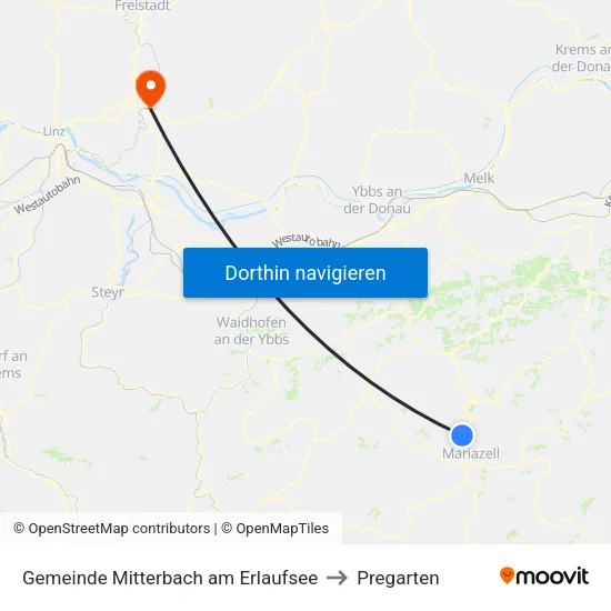 Gemeinde Mitterbach am Erlaufsee to Pregarten map