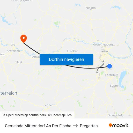 Gemeinde Mitterndorf An Der Fischa to Pregarten map