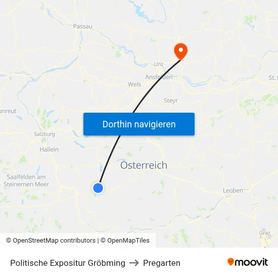 Politische Expositur Gröbming to Pregarten map