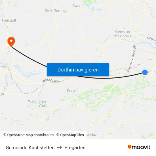 Gemeinde Kirchstetten to Pregarten map