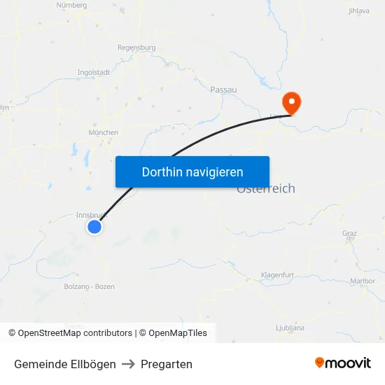 Gemeinde Ellbögen to Pregarten map