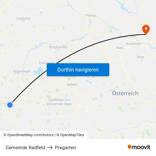 Gemeinde Radfeld to Pregarten map