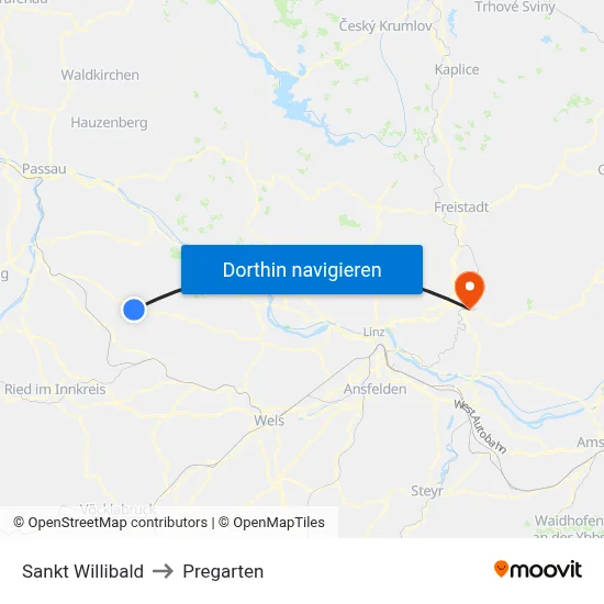Sankt Willibald to Pregarten map