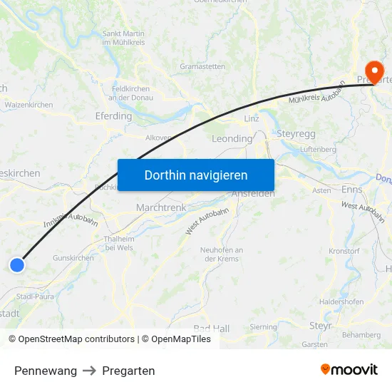 Pennewang to Pregarten map