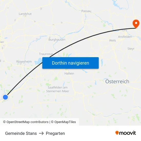 Gemeinde Stans to Pregarten map