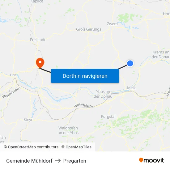 Gemeinde Mühldorf to Pregarten map