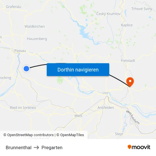 Brunnenthal to Pregarten map