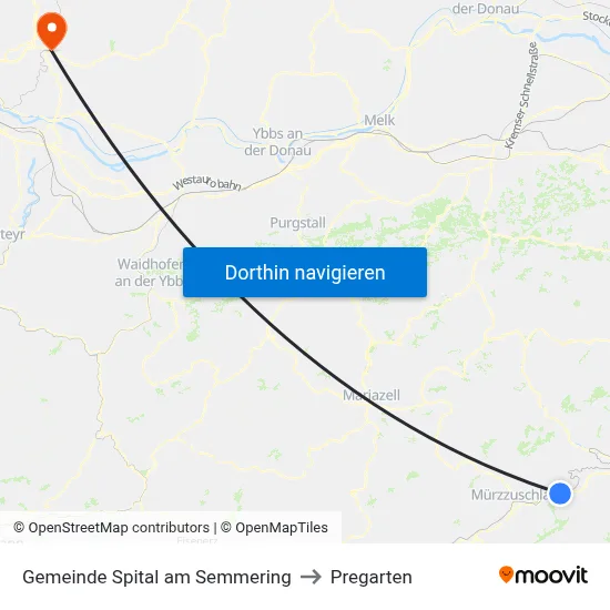 Gemeinde Spital am Semmering to Pregarten map