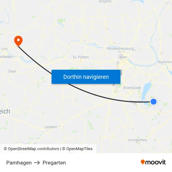 Pamhagen to Pregarten map