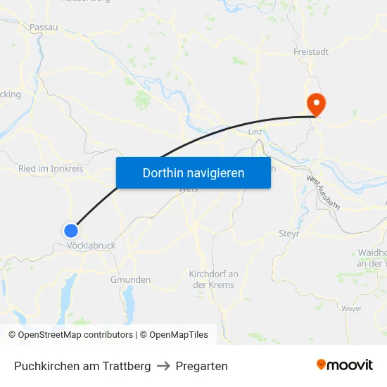 Puchkirchen am Trattberg to Pregarten map