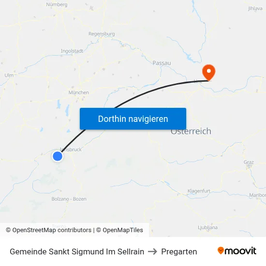 Gemeinde Sankt Sigmund Im Sellrain to Pregarten map