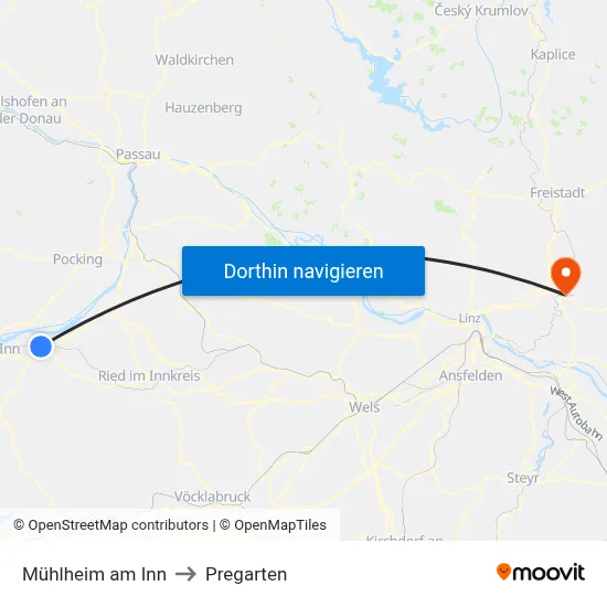 Mühlheim am Inn to Pregarten map