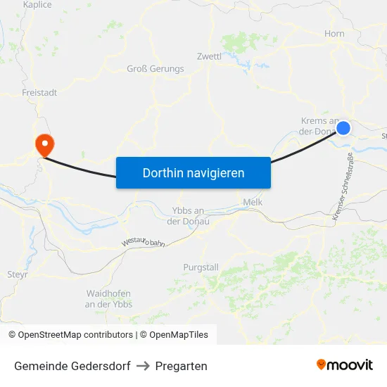 Gemeinde Gedersdorf to Pregarten map