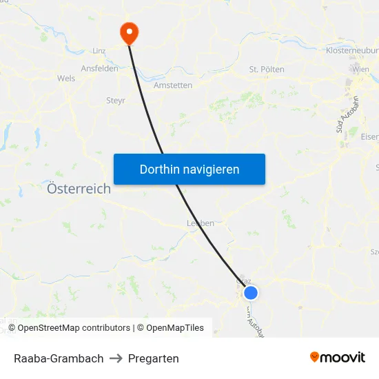 Raaba-Grambach to Pregarten map