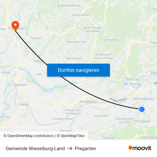 Gemeinde Wieselburg-Land to Pregarten map