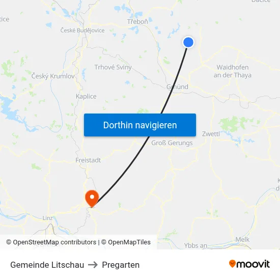 Gemeinde Litschau to Pregarten map
