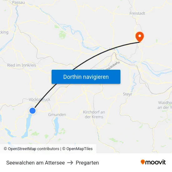 Seewalchen am Attersee to Pregarten map