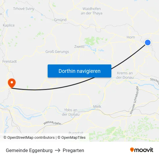 Gemeinde Eggenburg to Pregarten map