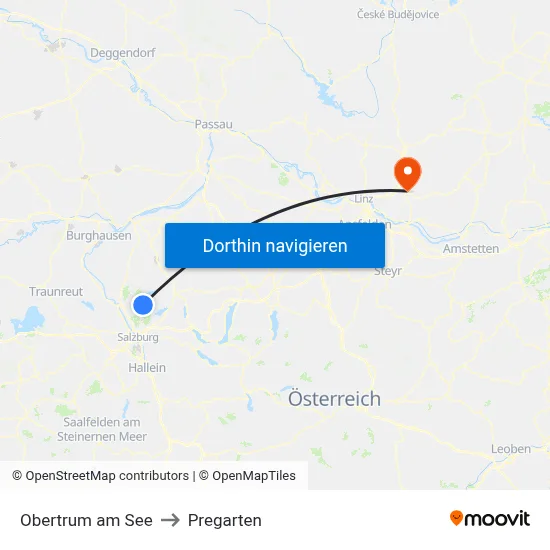 Obertrum am See to Pregarten map