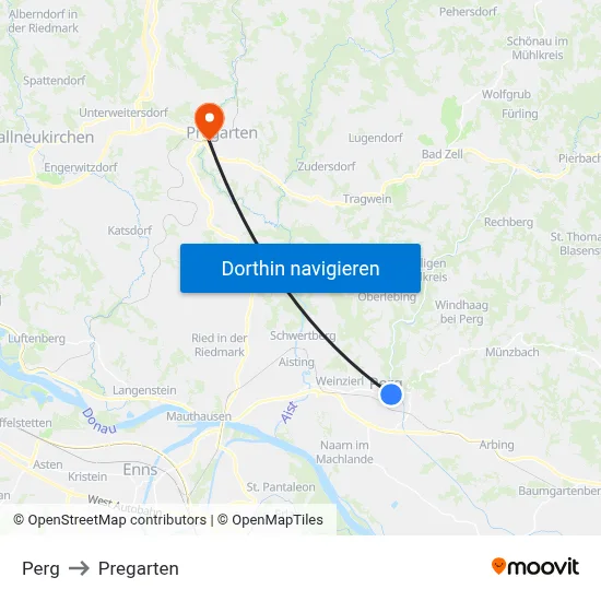 Perg to Pregarten map