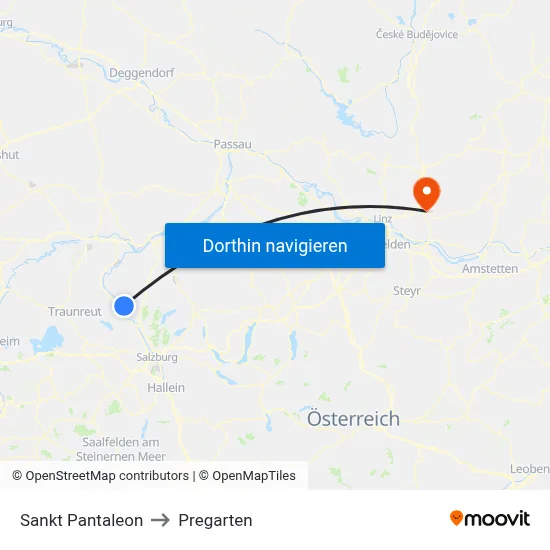 Sankt Pantaleon to Pregarten map