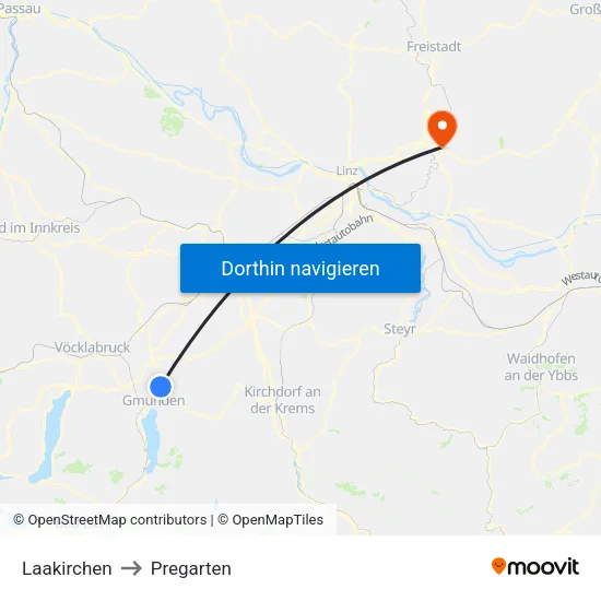 Laakirchen to Pregarten map