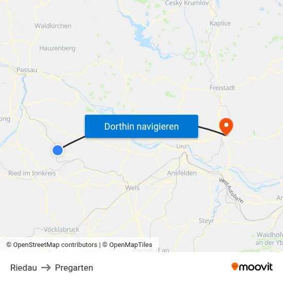 Riedau to Pregarten map