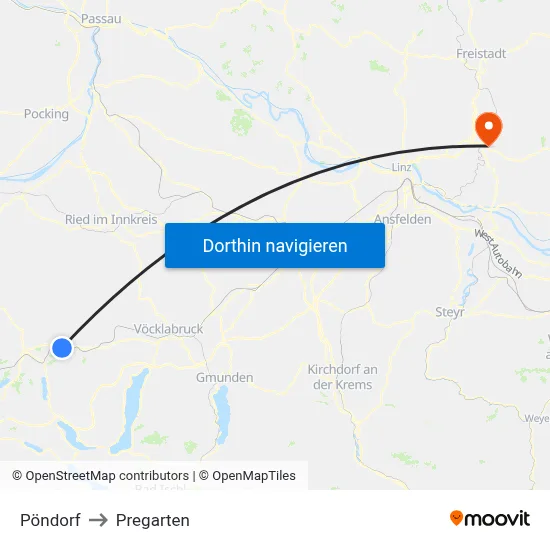 Pöndorf to Pregarten map