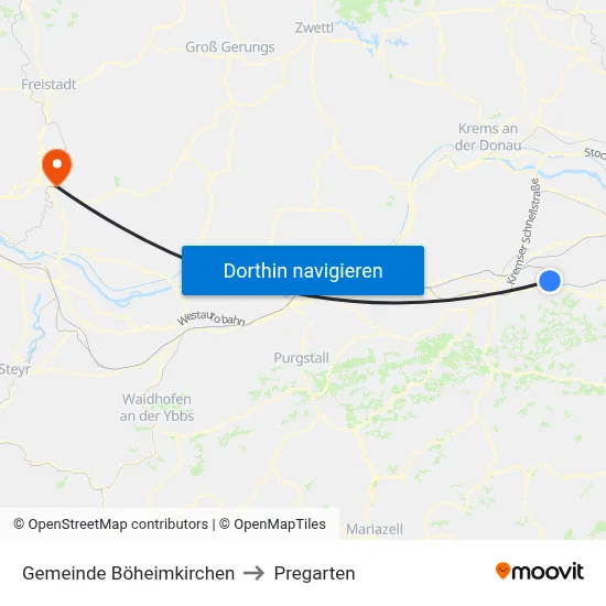Gemeinde Böheimkirchen to Pregarten map