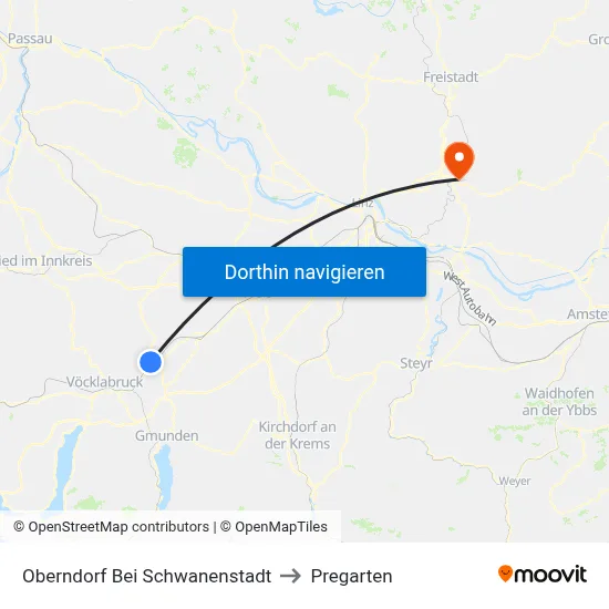 Oberndorf Bei Schwanenstadt to Pregarten map
