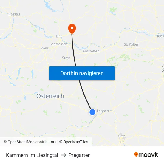 Kammern Im Liesingtal to Pregarten map