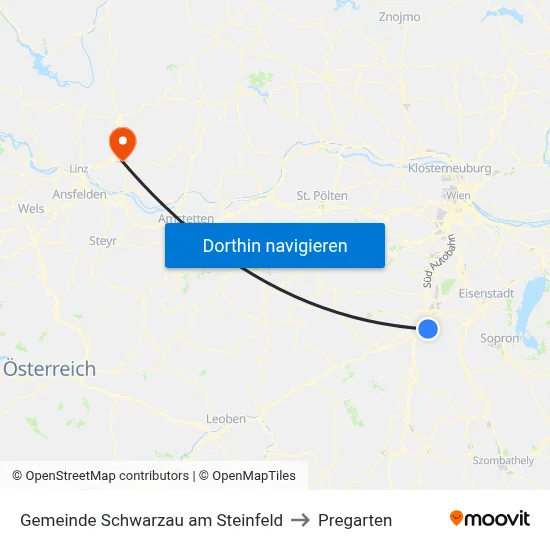 Gemeinde Schwarzau am Steinfeld to Pregarten map