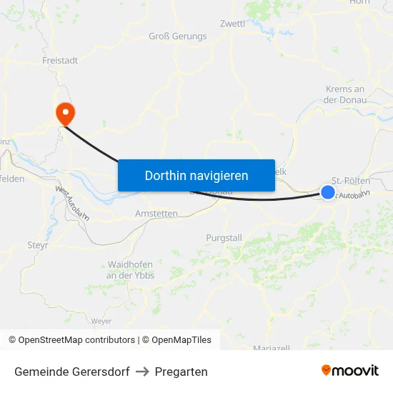 Gemeinde Gerersdorf to Pregarten map