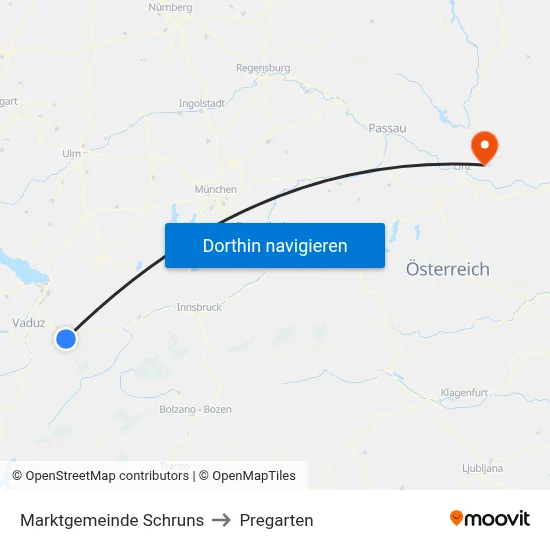 Marktgemeinde Schruns to Pregarten map