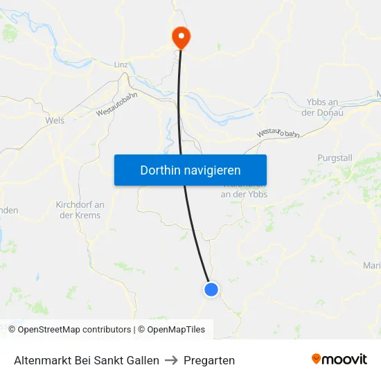 Altenmarkt Bei Sankt Gallen to Pregarten map