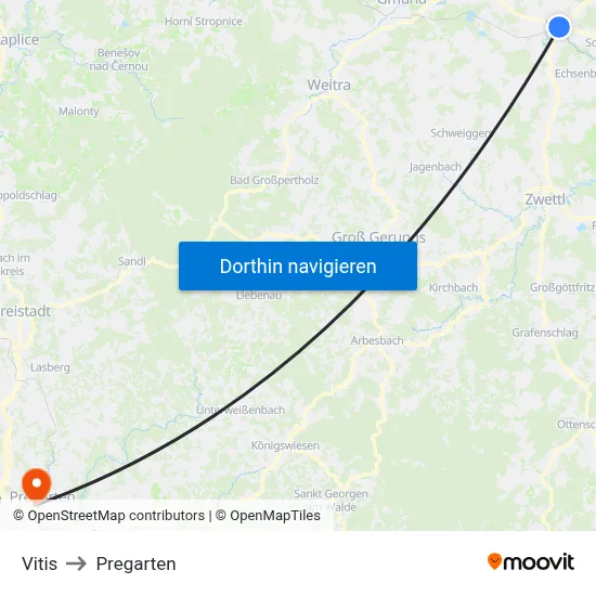 Vitis to Pregarten map
