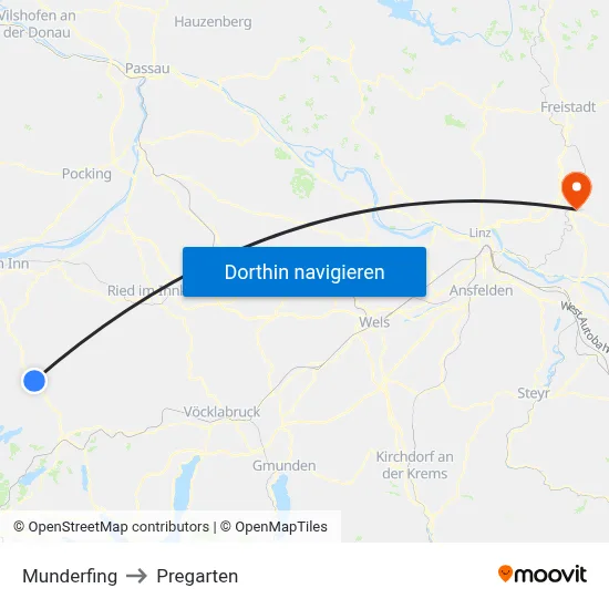 Munderfing to Pregarten map