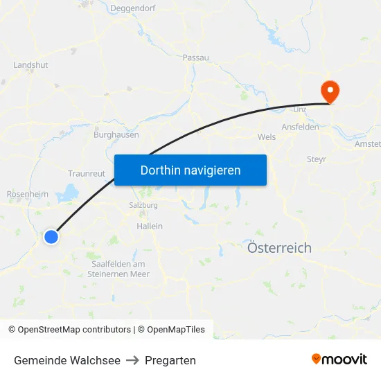 Gemeinde Walchsee to Pregarten map
